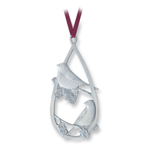 Amos Pewter Ornament - Pine Grosbeak