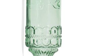 Antique glass hummingbird feeder