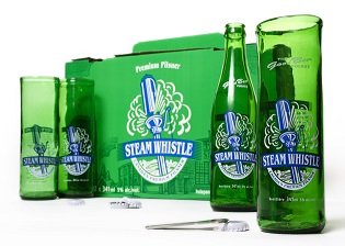 Steam whistle beer glass