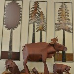 Wall panels and rustic sculpture