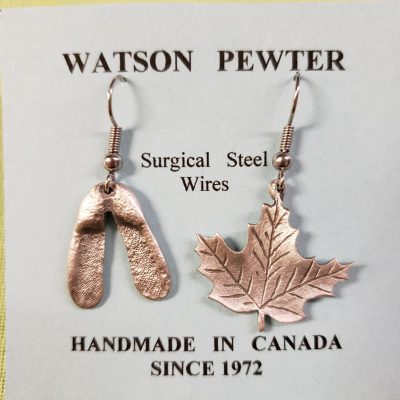 Watson Pewter - Maple leaf and key earrings