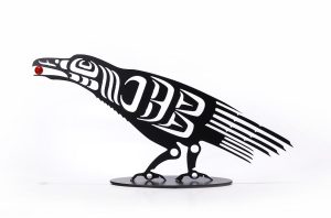 Anvil Island - First Nation Raven on stand with pearl