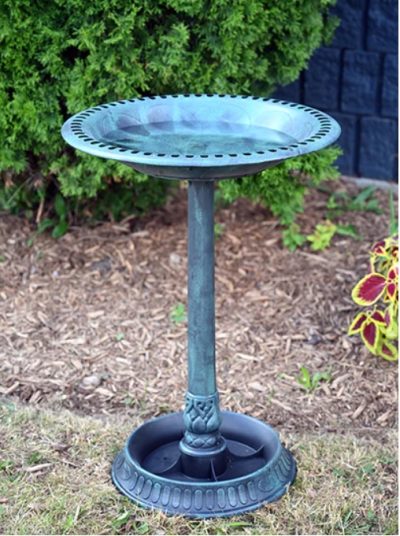 Polyresin Antique Bird Bath - Green