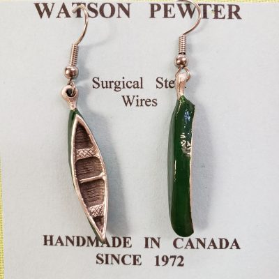 Watson Pewter - Canoe earrings (Green)