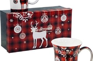 (Set of 2) McIntosh Christmas Reindeer tea cups