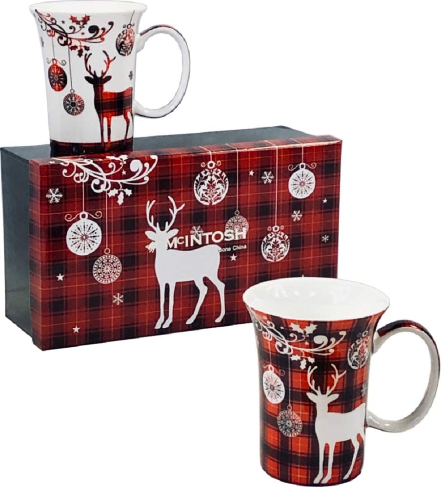 (Set of 2) McIntosh Christmas Reindeer tea cups