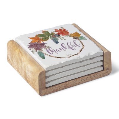 Absorbent stone coaster-Set of 4, Thankful