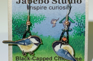 Jabebo Earrings - Black Capped Chickadee