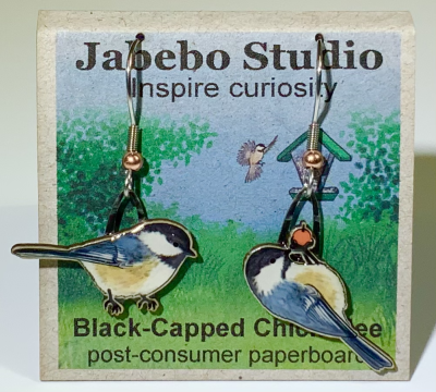 Jabebo Earrings - Black Capped Chickadee