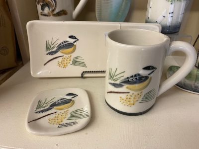 Susan Robertson Pottery - Tea Bag Holder - Chickadee