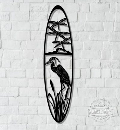 Heron & Dragonfly Tall Oval (48" x 12")