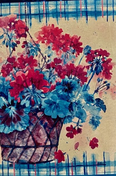 Standard Flag - Geranium Basket