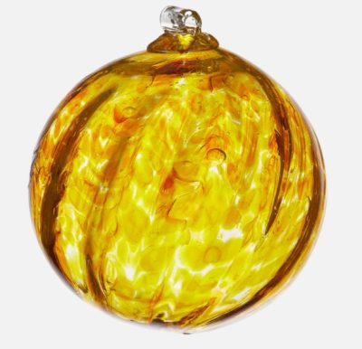 Kitras Art Glass - 6" Whimsy Ball - Bright Yellow