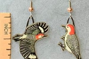 Jabebo Earrings - Red Bellied Woodpecker