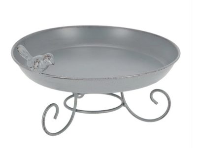 Grey Metal Bird Bath