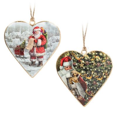Santa Heart Ornament (Double-sided)