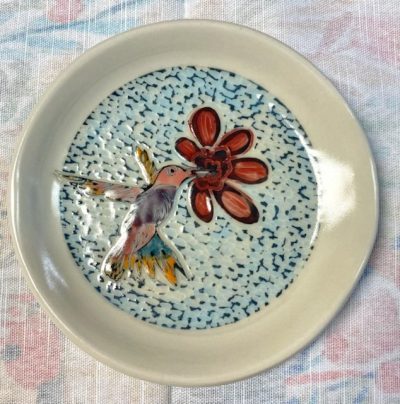 Cathy Allen Pottery - Hummingbird Soap/sponge dish (Local artist)