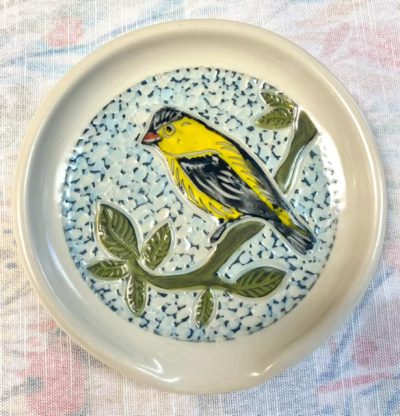 Cathy Allen Pottery - Goldfinch Soap/sponge dish (Local artist)