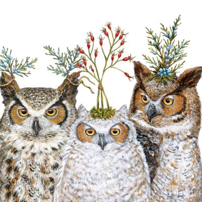 Vicki Sawyer Cocktail Napkin - "Holiday Hoot"
