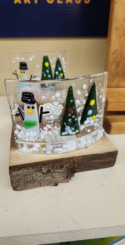 Fused glass suncatcher-Winter tea light shade