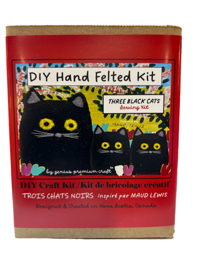 DIY Felt Maud Lewis inspired Three Black Cats Sewing Kit