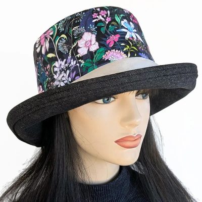 Black With Flowers Dark Denim Rim